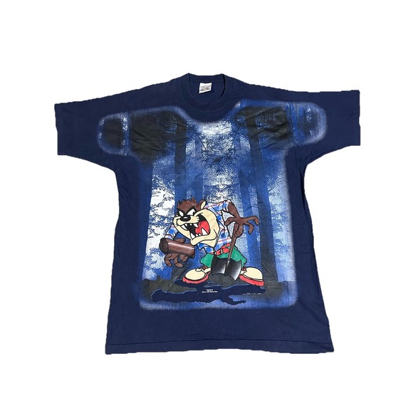 Warner Bros. Other - Vintage 1997 Freeze Taz Lumberjack T shirt Looney Tunes Size XL Blue